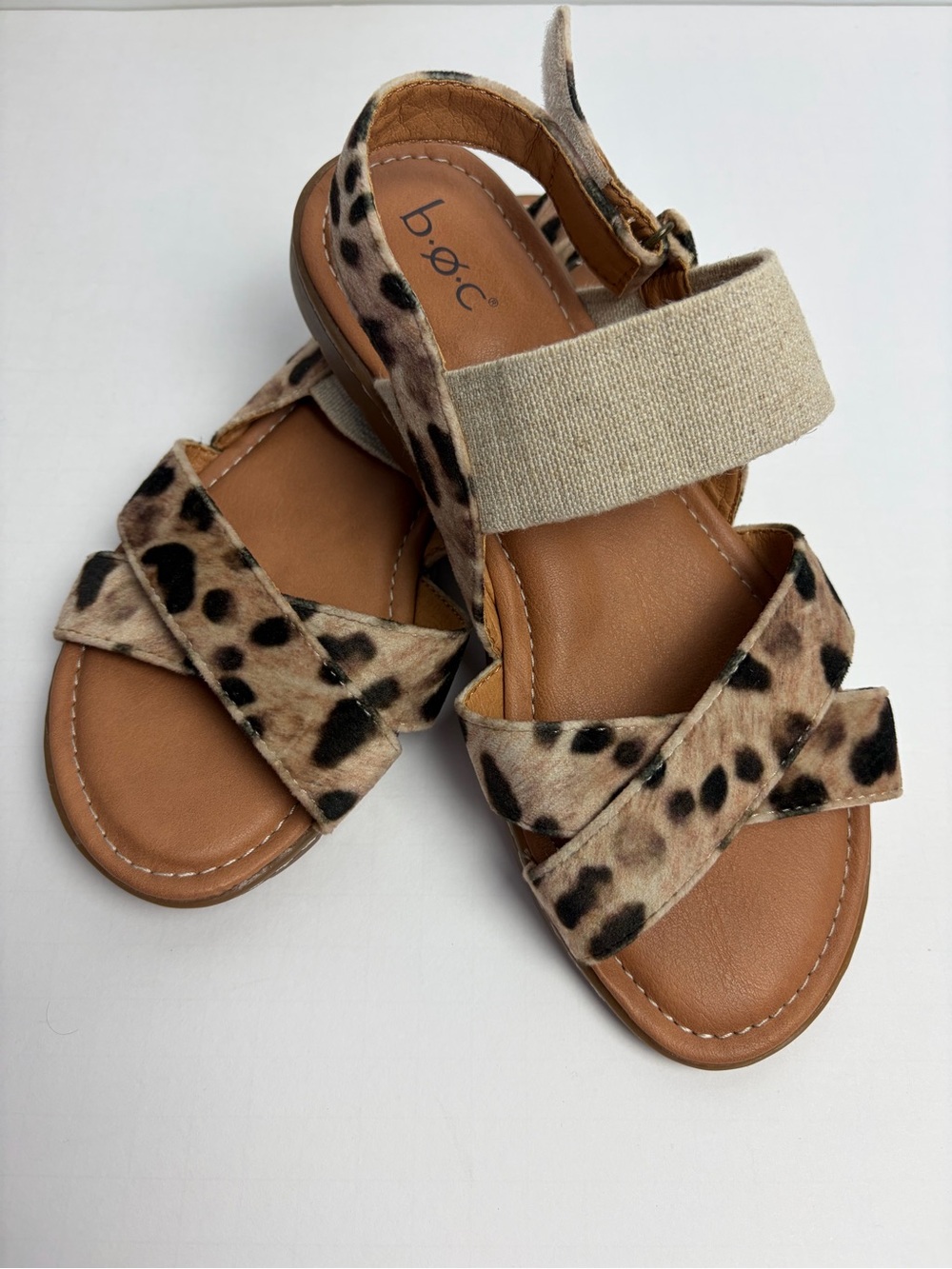 b.o.c. Leopard Print Sandals in Tan